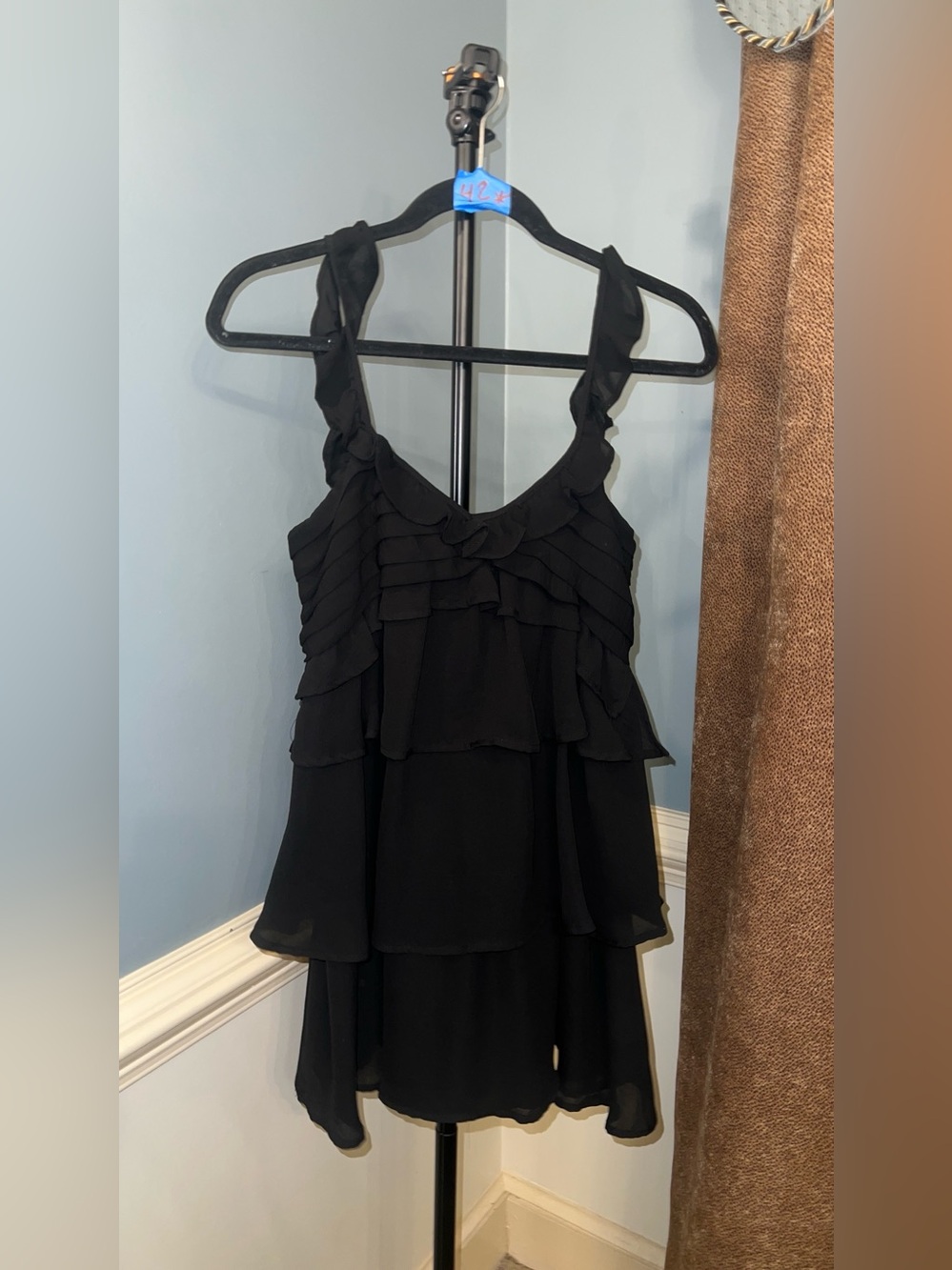 MNG Casual Black Ruffled Dress
